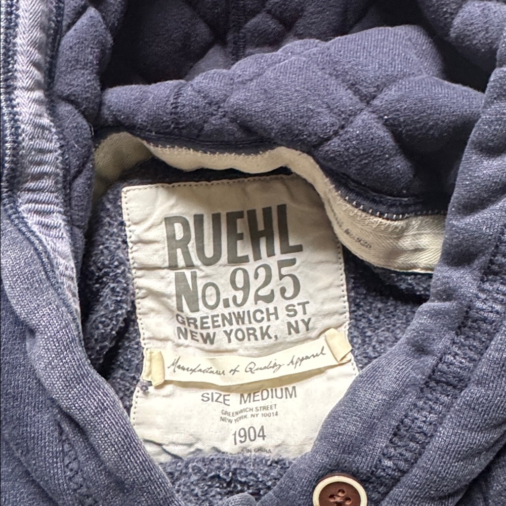 Ruehl No. 925 Navy Blue Hoodie with Embroidered Logo - Picture 6 of 7